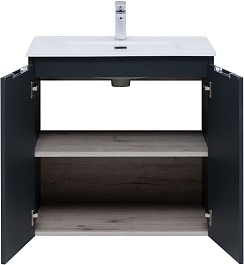 Aquanet Мебель для ванной Алвита New 70 2 дверцы подвесная антрацит матовая – фотография-6